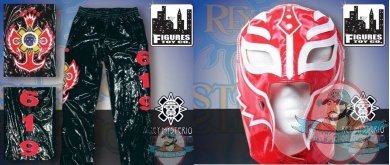 WWE Rey Mysterio Kid Size Black Replica Pants & Red and White 1/2 Mask