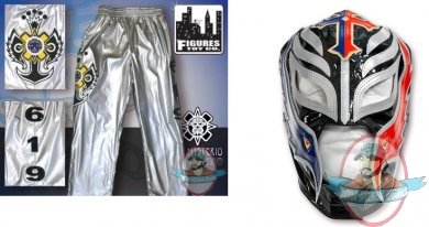 WWE Rey Mysterio Kid Silver Replica Pants & Mask Blue Black Silver