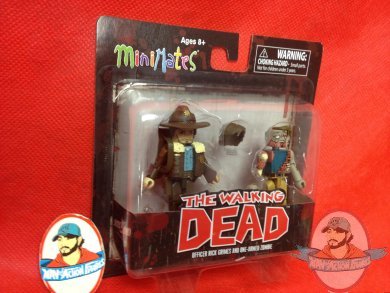  Walking Dead Rick Grimes & One Armed Zombie Minimates 2 Pack