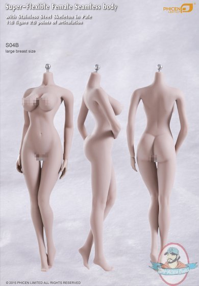 1/6 Flexible Female Body w Stainless Steel Skeleton Pale/Large Breast