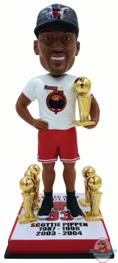 Scottie Pippen Chicago Bulls 1998 Champ Tee/Hat Bobble Head Forever