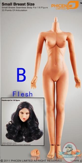 New Small Breast seamless body for 1/6 figure Tan By: Phicen