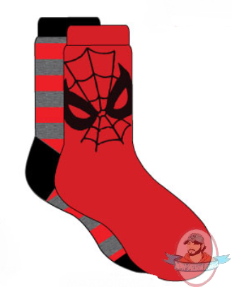 Marvel Mens Crew 2 Pack Spiderman Socks 