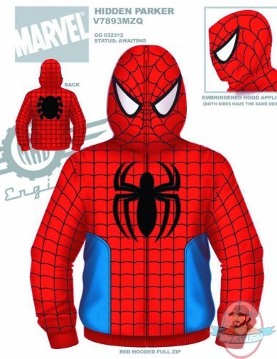 Marvel Spider-Man Hidden Parker Costume Hoodie Medium Size Mad Engine