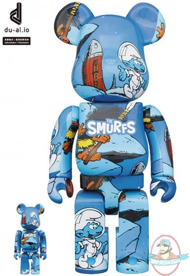 Smurfs The Astrosmurf 400% & 100% 2 Pack Bearbrick Medicom