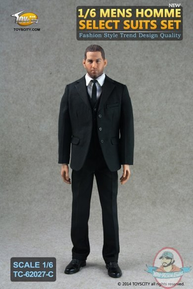 1/6 Mens Homme Select Suits Set in Black TC-62027C Toys City 