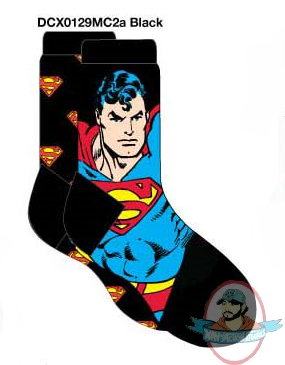 Dc Mens Crew 2 Pack SuperHeroes Superman Socks DCX0129MC2A Black