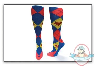 Super Girl Argyle Blue Red Juniors Knee High