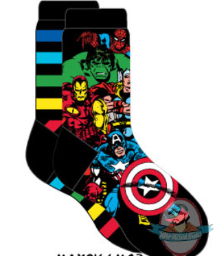 Marvel Mens Crew 2 Pack SuperHeroes Socks 