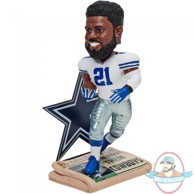 Dallas Cowboys Ezekiel Elliott Newspaper Base Logo BobbleHead Forever 