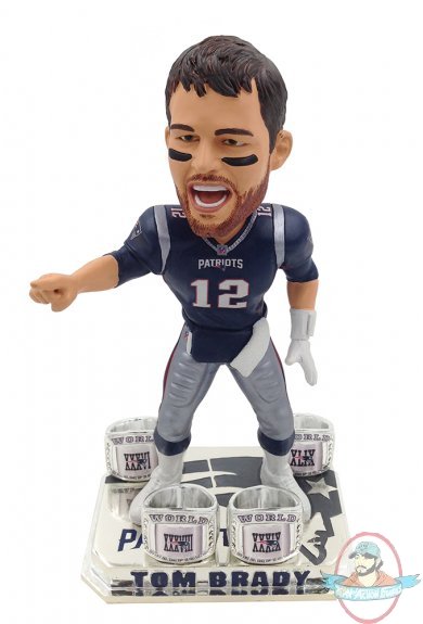 NFL Tom Brady 4X Championship Ring Base BobbleHead Forever F