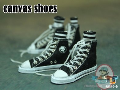 1/6 Scale Female Black Canvas Shoes for 12 inch figures TTL Toys