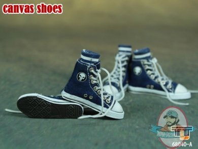 1/6 Scale Female Blue Canvas Shoes Sneakers Kiks for 12 inch