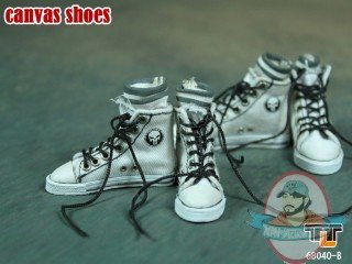 1/6 Scale Female White Canvas Shoes Sneakers Kiks for 12 inch