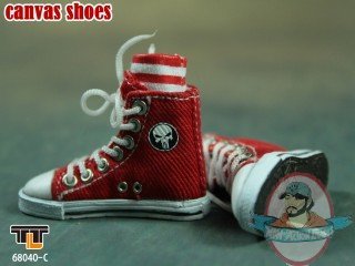 1/6 Scale Female Red Canvas Shoes Sneakers Kiks for 12 inch