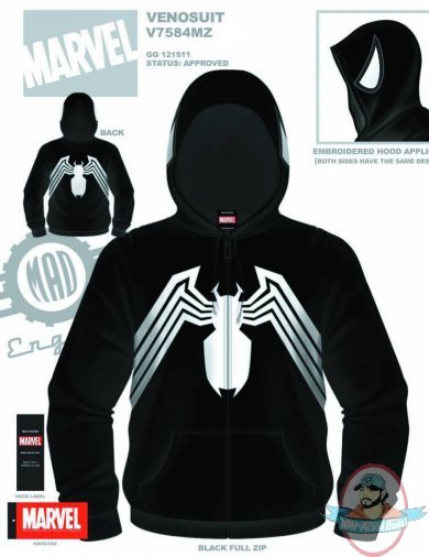 Marvel Venom Venosuit Costume Hoodie Large Size Mad Engine