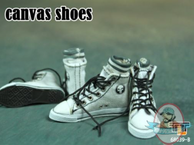 1/6 Scale Male White Canvas Shoes Sneakers Kiks for 12 inch Figures
