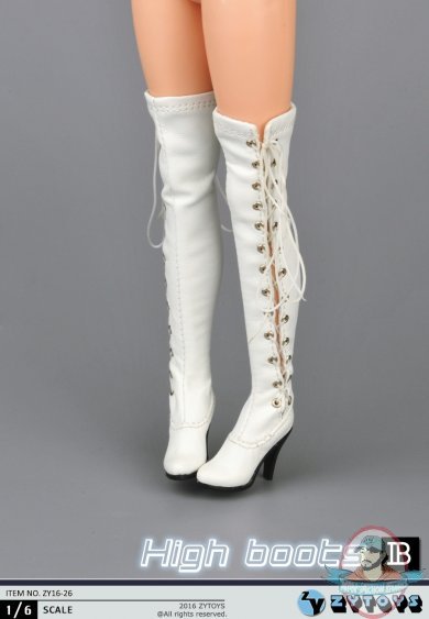 ZY Toys 1:6 Figure Accessories Female High Boots White ZY-16-26B