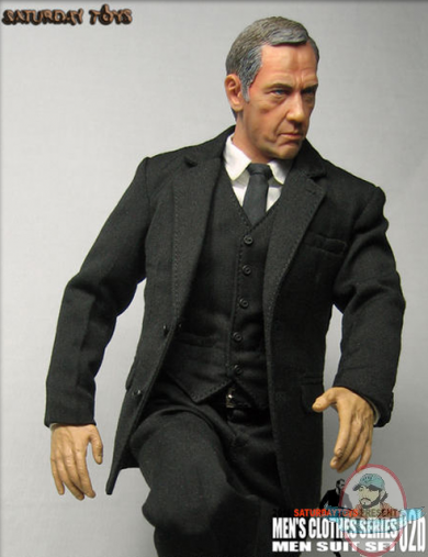 TC64-16 1/6 Scale Male Black Striped Suit Clothes Set Fit 12'' Figure 